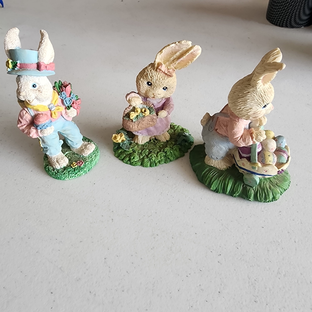 Colorful Bunny Figurines Set